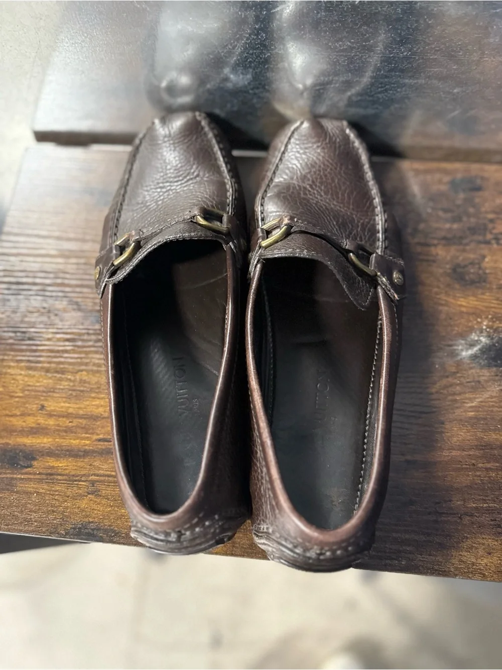 $1200 Louis Vuitton Brown Leather Lombok Loafers US 10.5 UK 9.5 EU 43.5 Shoes
